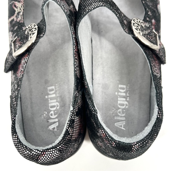 ALEGRIA Kourtney Womens Black Floral Mary Jane Shoes Leather Size 40 /9.5-10 - Picture 8 of 10
